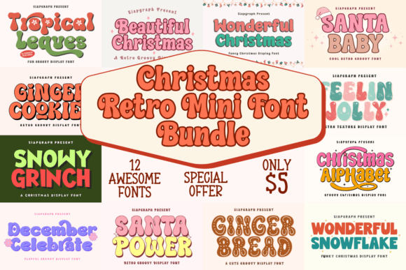 Christmas Retro Mini Bundle: A Festive Typeface for Editorial Design